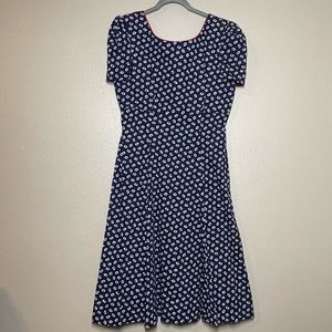 Vintage 1980s LESLIE LUCKS White Blue Red Nautical Sailor Ring Buoy Dress 10